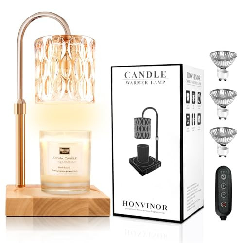 Honvinor Candle Warmer Lamp, Candle Warmer Light with Timer & Dimmer, Candle Warmer Lamp Adjustable Height, Compatible with Jar Scented Candles, Candle Warming Lamp with 3 Bulbs for Home Decor | Amazon (US)