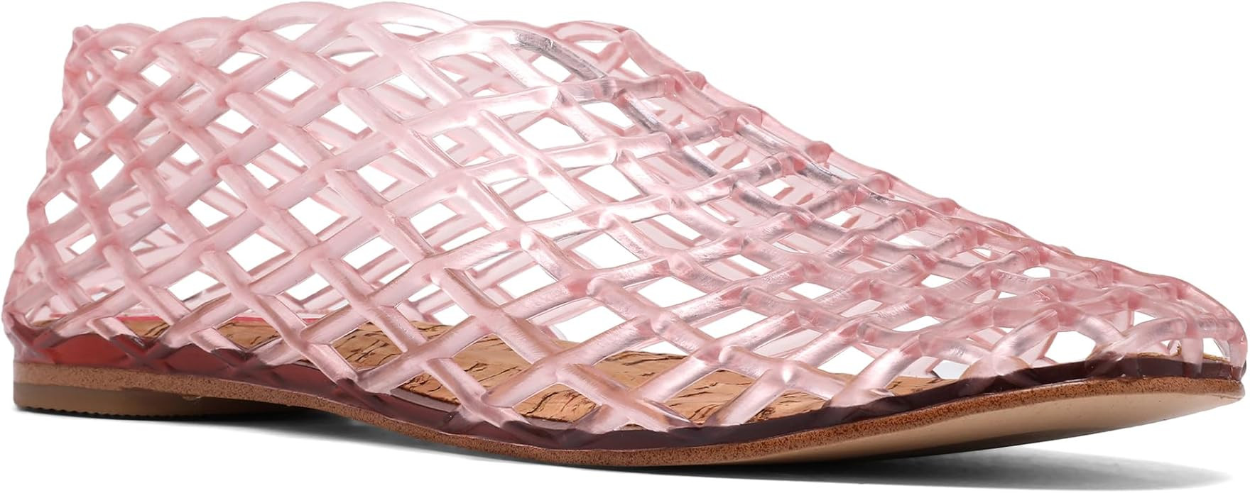 Red Jelly Mesh Ballet Flats for Women Adult Clear Hollow Jelly Sandals Beach Ballerina Jellies Sh... | Amazon (US)