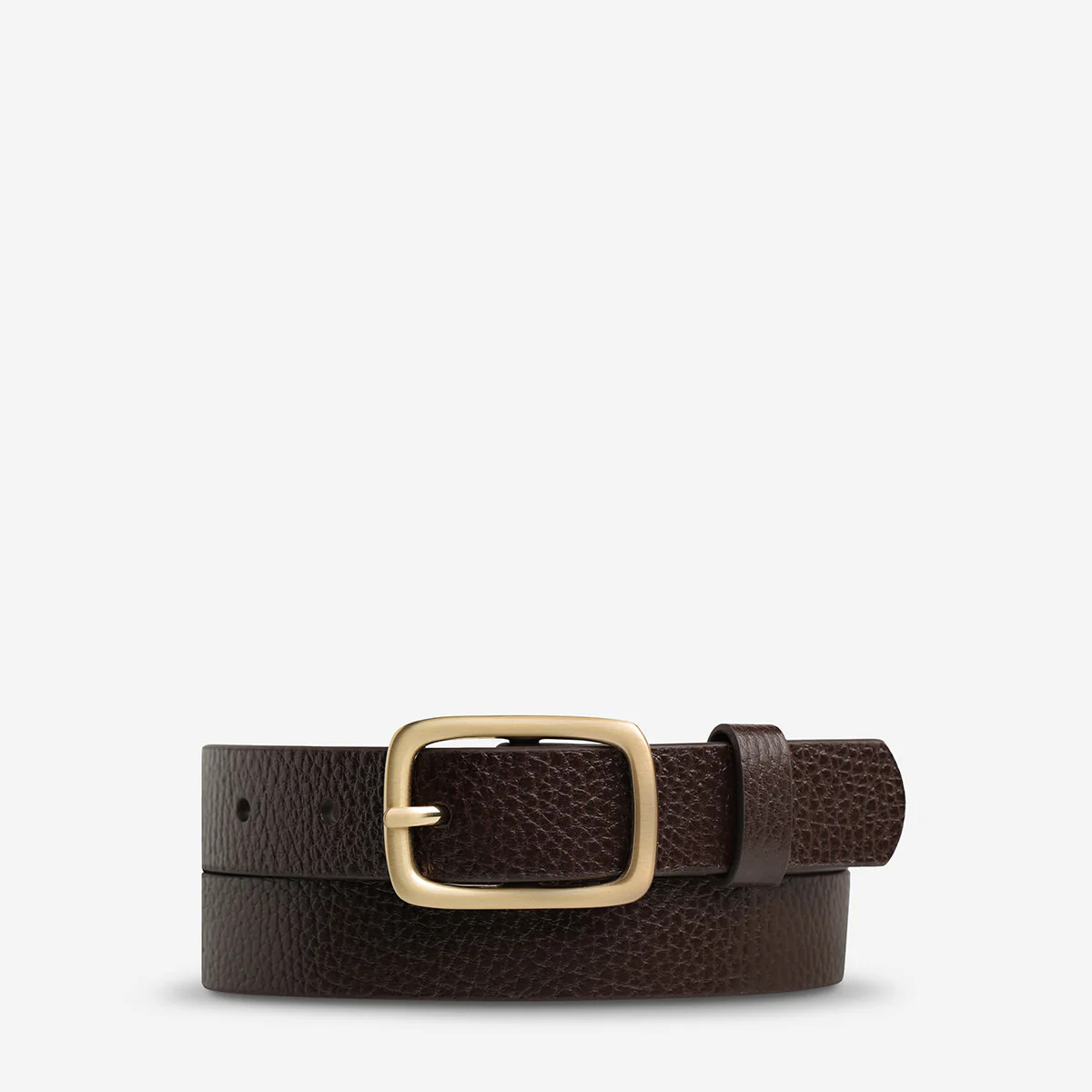 Nobody's Fault Women's Choc/Gold Leather Belt | Status Anxiety® | Status Anxiety 