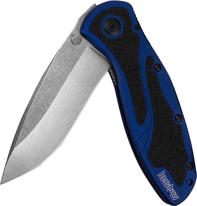 Kershaw Blur, Navy Blue Stonewashed (1670NBSW) Pocket Knife, 3.4” Stonewashed 14C28N Steel Blad... | Amazon (US)
