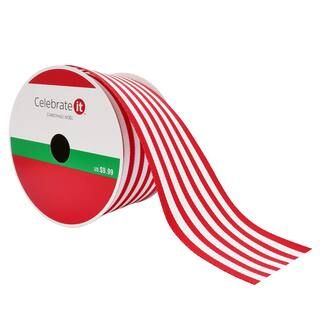 2.5" Grosgrain Wired Striped Ribbon by Celebrate It™ Christmas | Michaels Stores