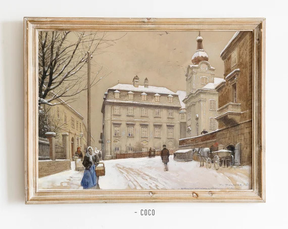 Vienna Street in Winter Day Painting Vintage Digital Wall Art Printable Wall art antique wall art... | Etsy (US)