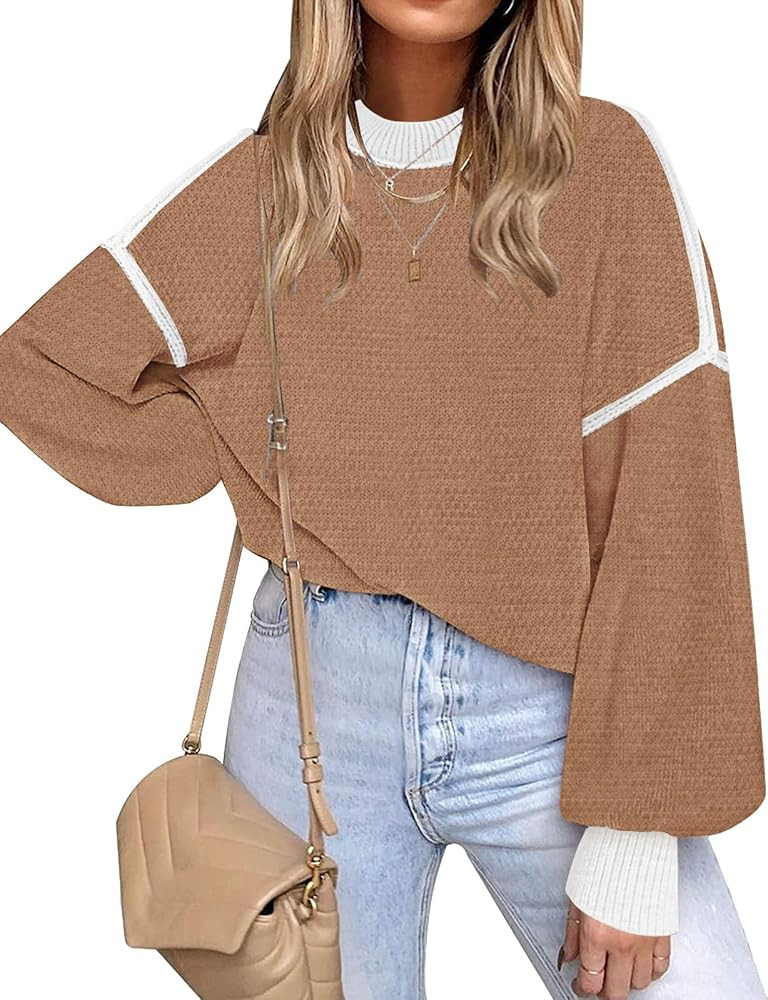 Fall Clothes for Women 2023 Trendy Oversized Sweaters Plus Size Light Weight Batwing Sleeve Knite... | Amazon (US)