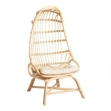 Natural Rattan Fallon Cocoon Chair with Cushion | World Market
