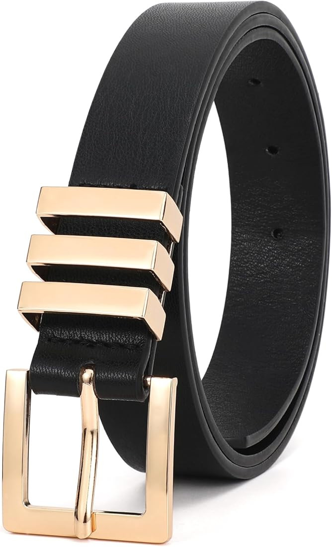 XZQTIVE Plus Size Women's Leather Belts for Jeans Pants Dress Fashion Ladies Waist Belt with Squa... | Amazon (US)