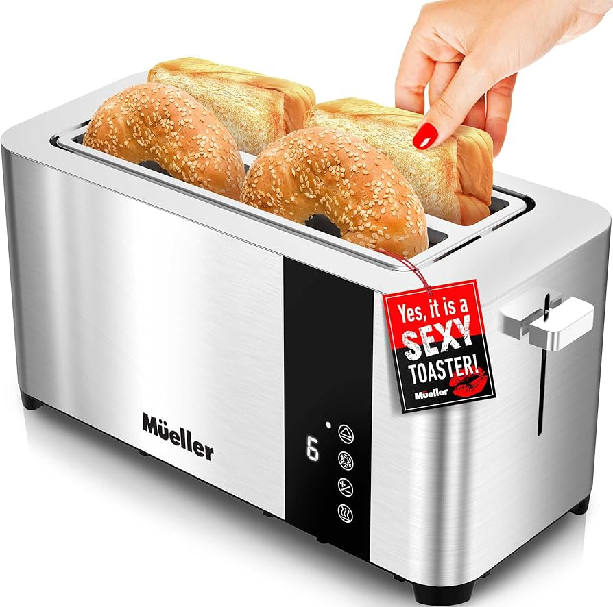 Mueller UltraToast Full Stainless Steel Toaster 4 Slice, Long Extra-Wide Slots with Removable Tra... | Amazon (US)