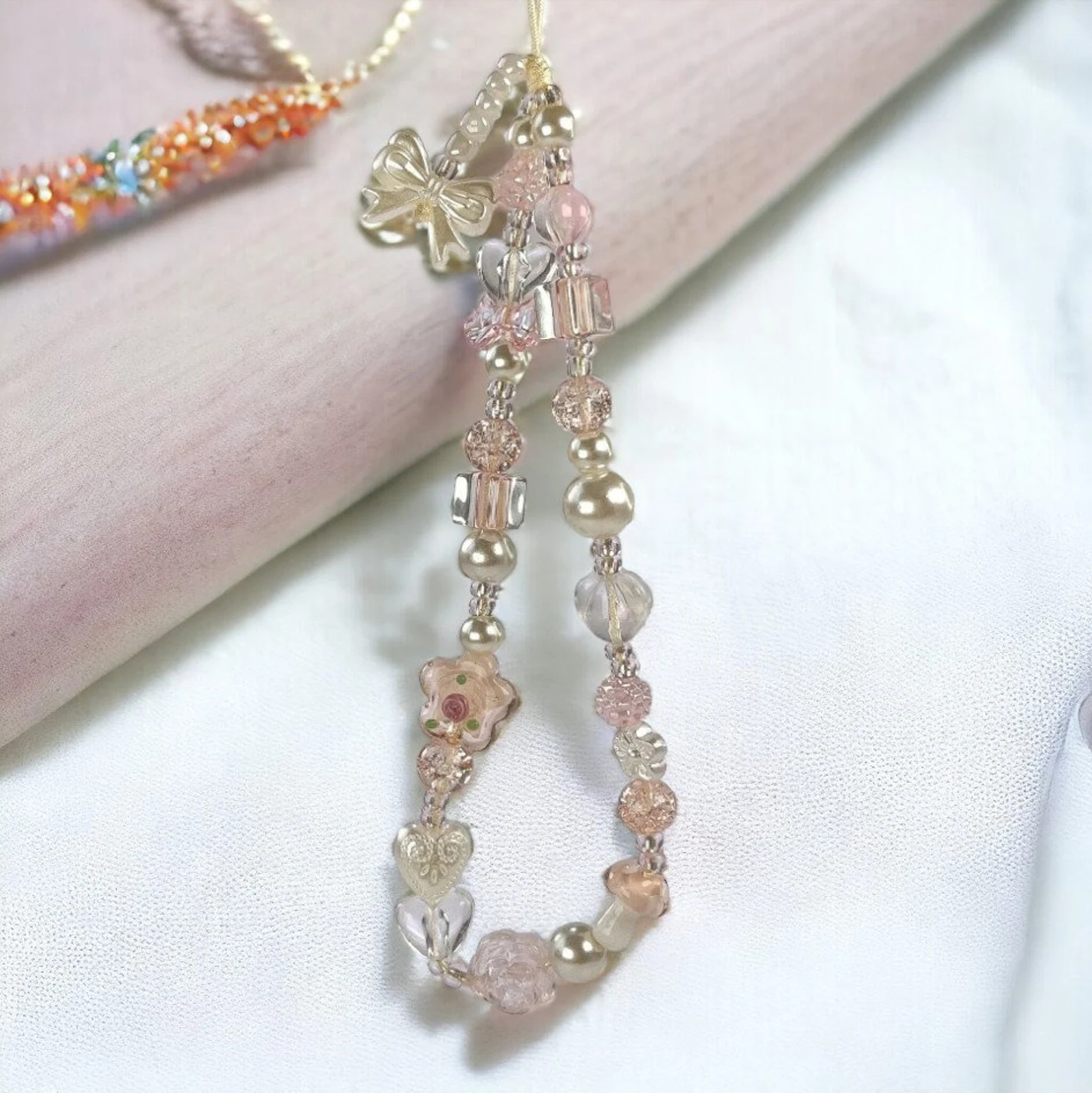 Heart Flower Bow Phone Charm Phone Keychain Phone Strap Phone Lanyard Phone Chain Keyring Silver ... | Etsy (US)