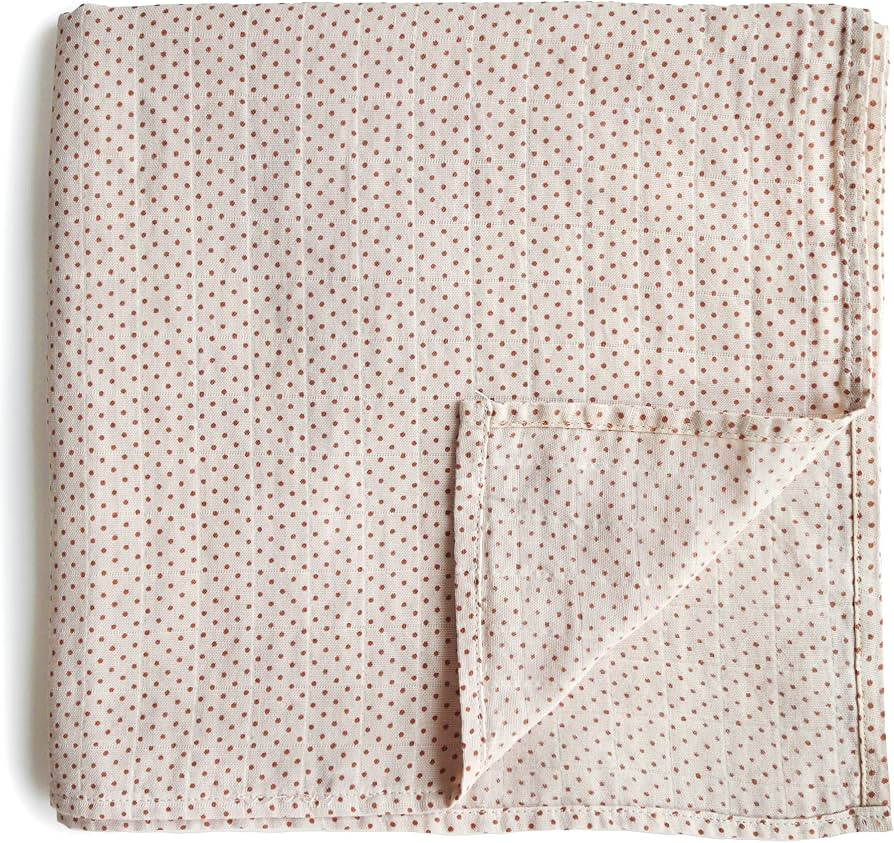 mushie Muslin Baby Swaddle Blanket | 100% Organic Cotton (Caramel Dots) | Amazon (US)