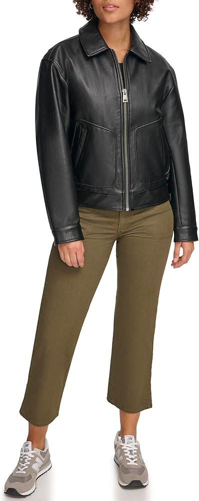 Levi's Women's Faux Leather Lightweight Dad Bomber Jacket | Amazon (US)