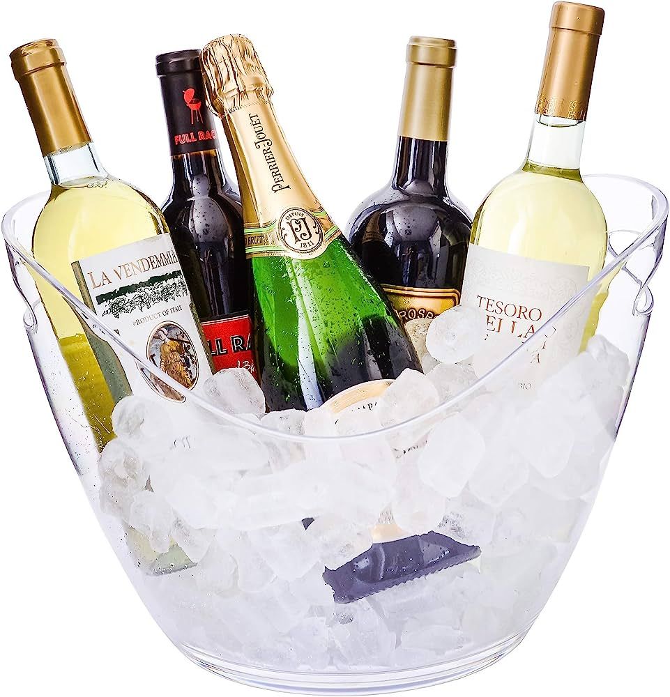 Ice Bucket Clear Acrylic 8 Liter Plastic Tub For Drinks and Parties, Food Grade, Holds 5 Full-Siz... | Amazon (US)