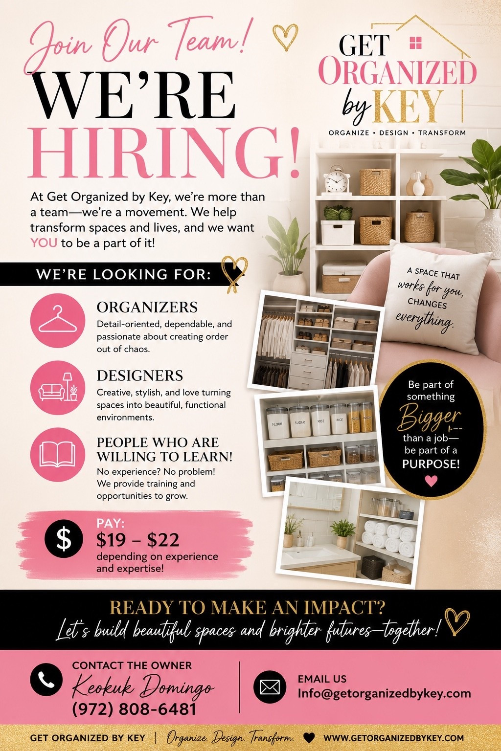 Do you have a desire to organize, design or stage homes? We’re currently hiring for all three positions. Email me at info@getorganizedbykey.com

#LTKdayinmylife #LTKootd #LTKgrwm
