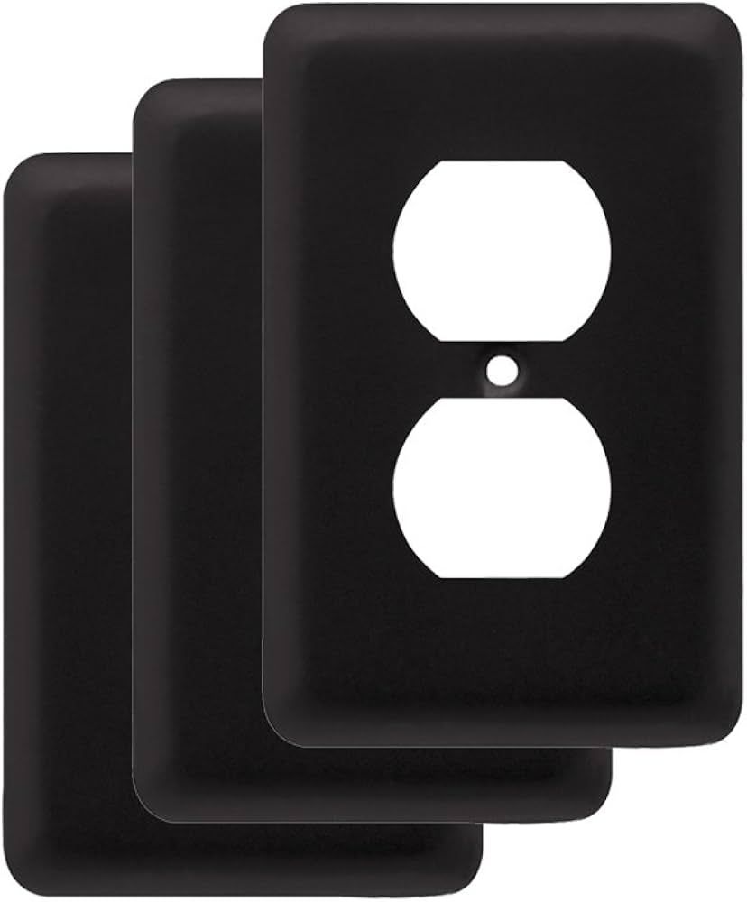 Franklin Brass Stamped Round Wall Plate, Matte Black Single Duplex Outlet Cover, 1-Pack, W10249V-... | Amazon (US)