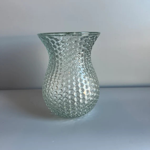 Vintage Vase Clear Glass with Dimpled Texture with Flare Lip | Etsy (US)