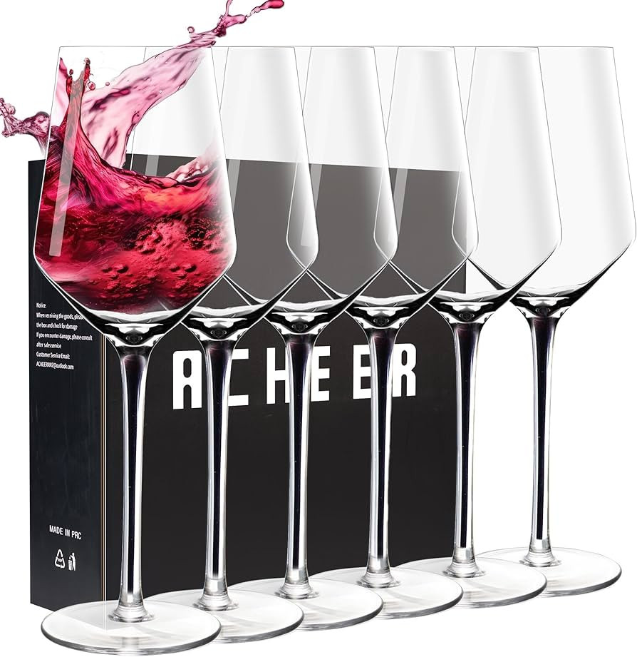 ACHEER Crystal Wine Glasses Set of 6 - Hand Blown Red Wine or White Wine Glass - 14Oz - Long Stem... | Amazon (US)