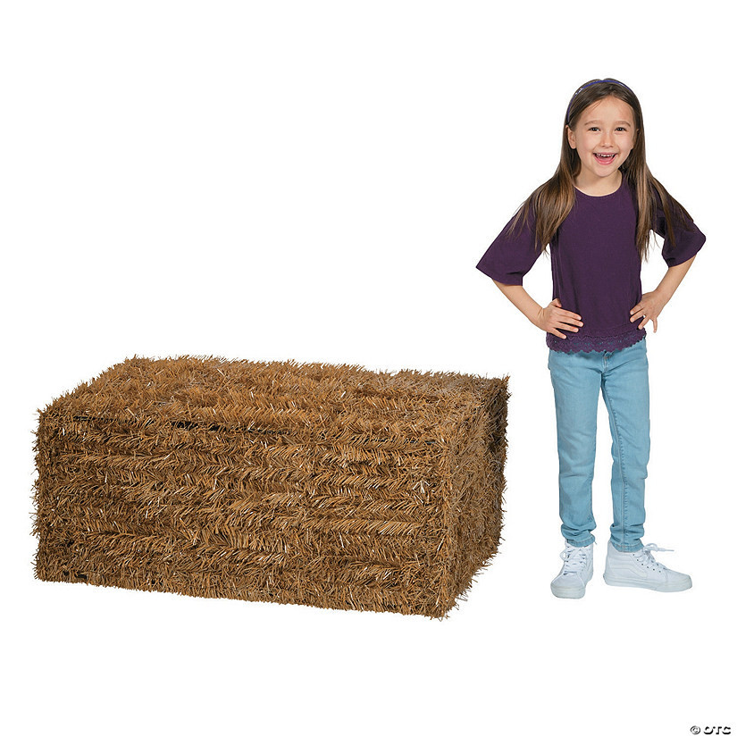 38 1/2" x 22 1/2" Collapsible Plastic Faux Hay Bale Decoration | Oriental Trading Company