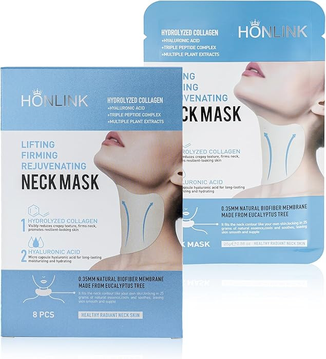 Neck Mask 8PCS, Hydrolyzed Collagen Neck-Mask with Hyaluronic Acid & Peptide, Moisturizing Firmin... | Amazon (US)