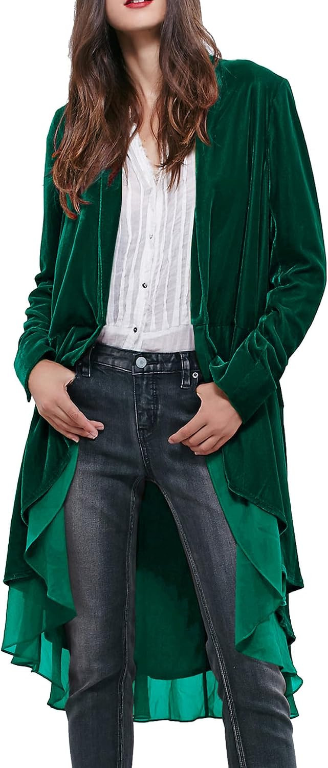 R.Vivimos Womens Long Velvet Blazers Coat Casual Jackets | Amazon (US)