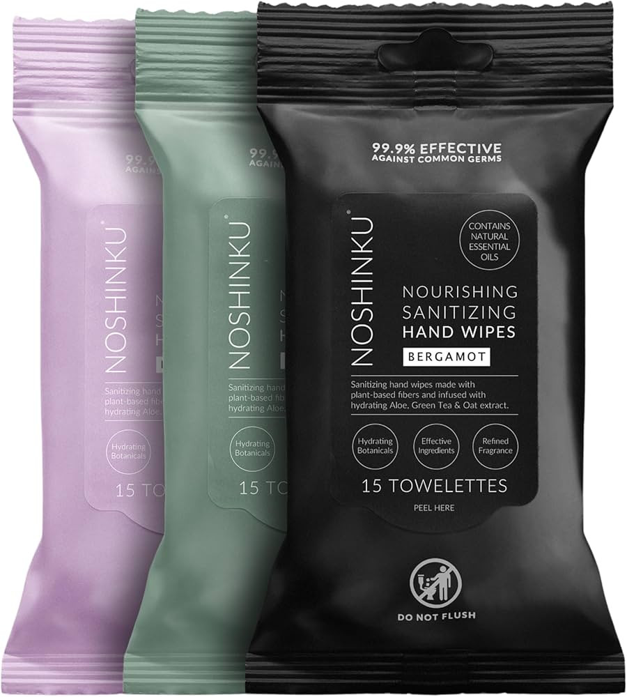 Noshinku Discovery Hand Sanitizer Wipes, 3-Pack (45 Towelettes) – Resealable Travel Wipes with ... | Amazon (US)