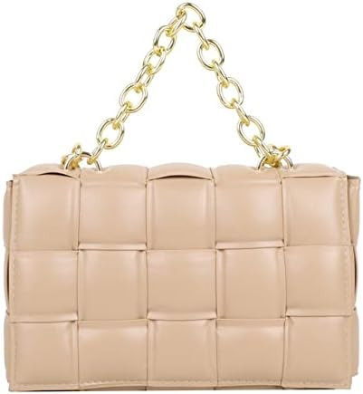 Bella Luna Woven Padded Cassette-Style Crossbody Handbag Purse for Women with Strap or Chain | Amazon (US)