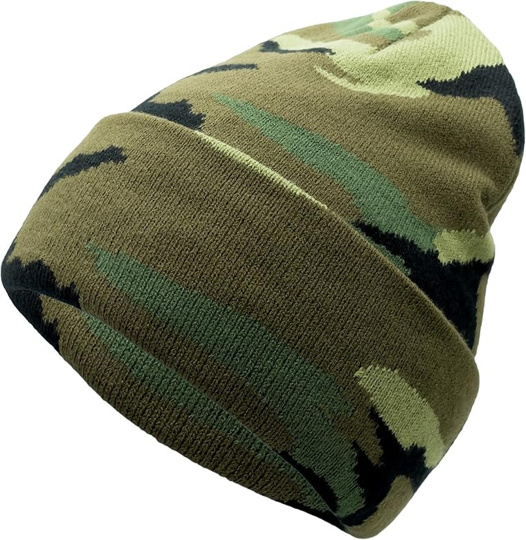 Unisex Knit Soft Warm Cuffed Beanie Hat Winter Camo Hats for Men Women | Amazon (US)
