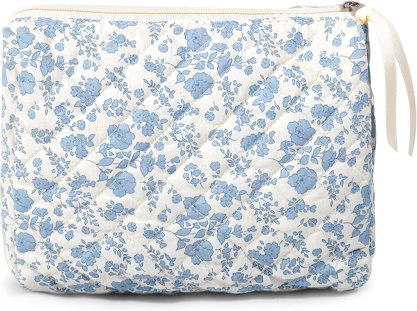 Makeup Bag Large Travel Quilted Cosmetic Makeup Bag Organizer, Cute Floral Cotton Coquette Aesthe... | Amazon (US)