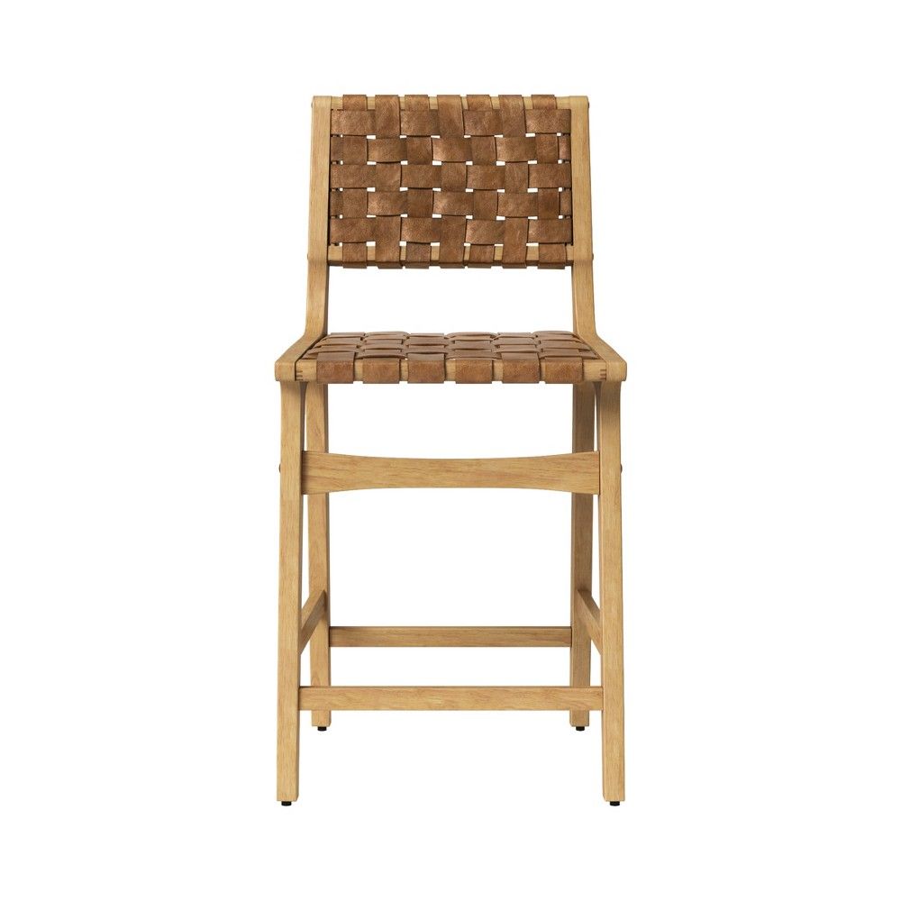 Ceylon Woven Counter Height Barstool Brown/Natural Wood - Opalhouse | Target