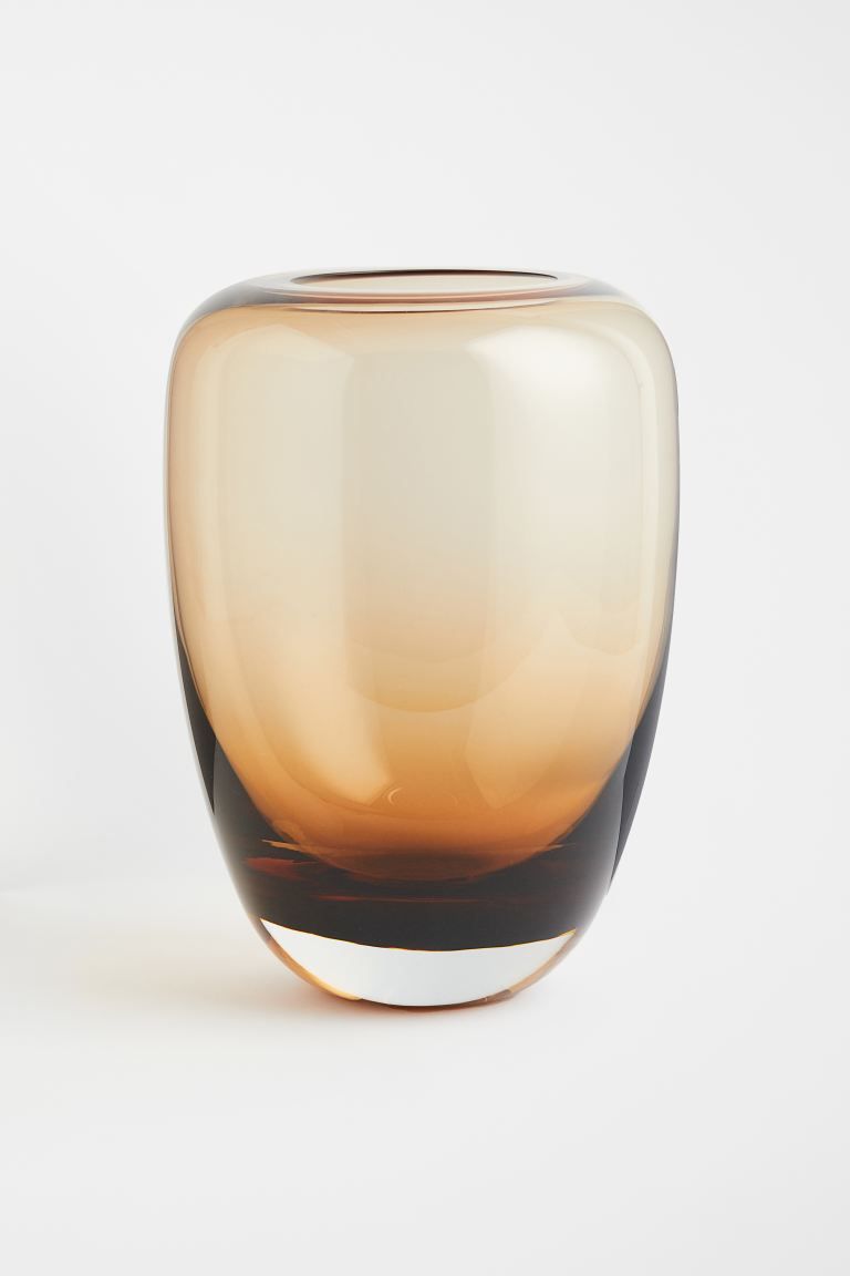 Large glass vase - Amber-coloured - Home All | H&M GB | H&M (UK, MY, IN, SG, PH, TW, HK)