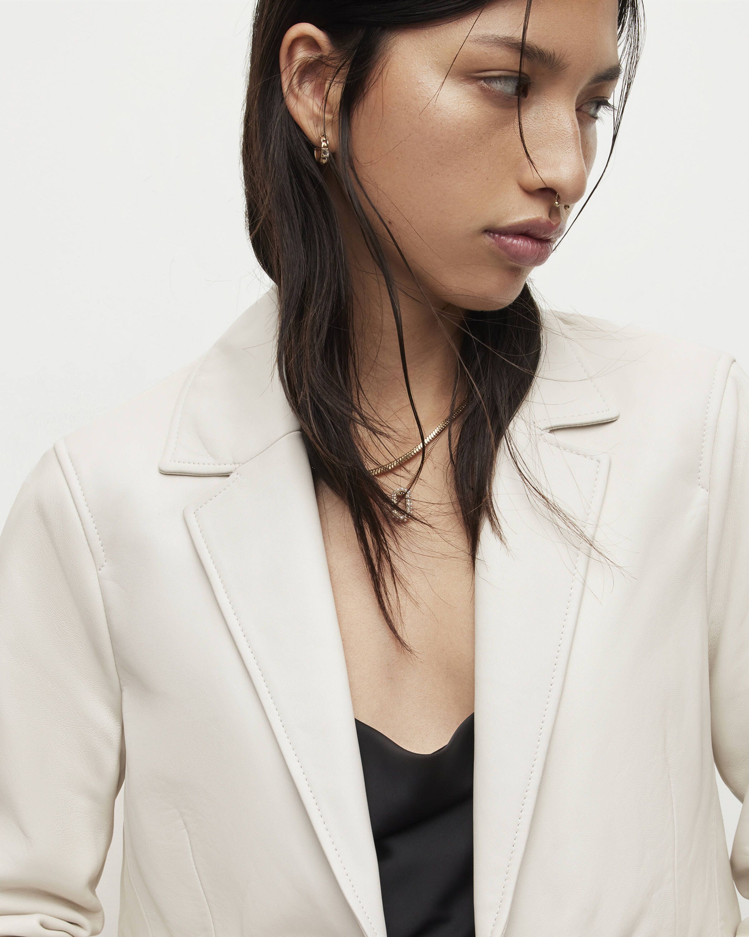 Corinna Leather Blazer Off White | ALLSAINTS US | AllSaints US