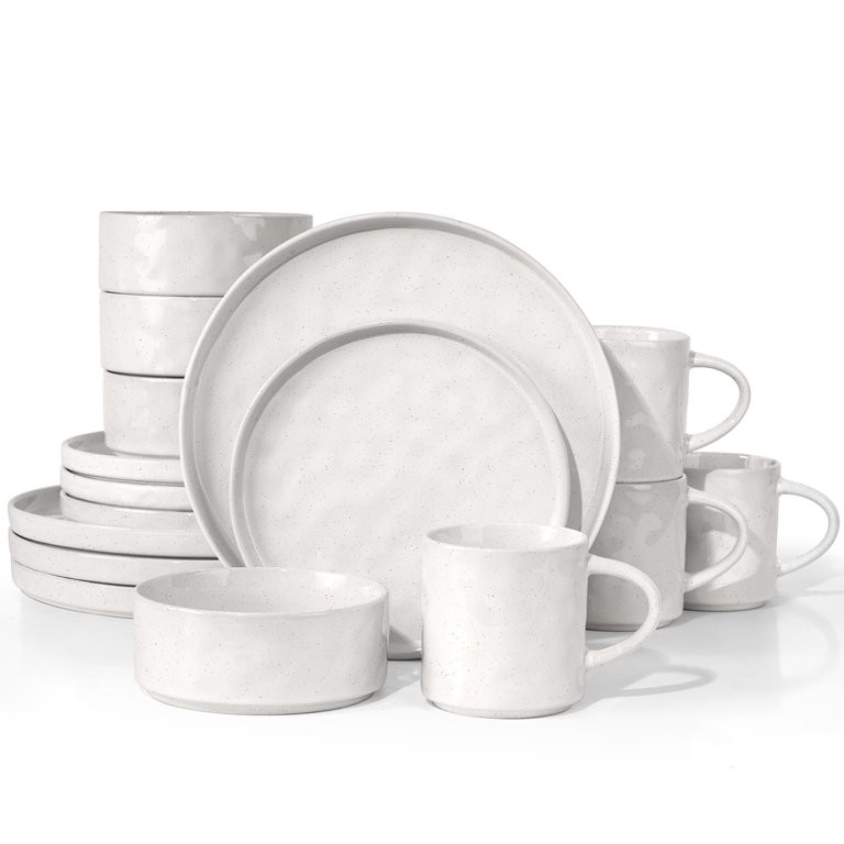 Vesteel Dinnerware Sets, 16-Piece Stoneware Plates and Bowls Set, Dishes Set for 4, Elegant Ceram... | Walmart (US)