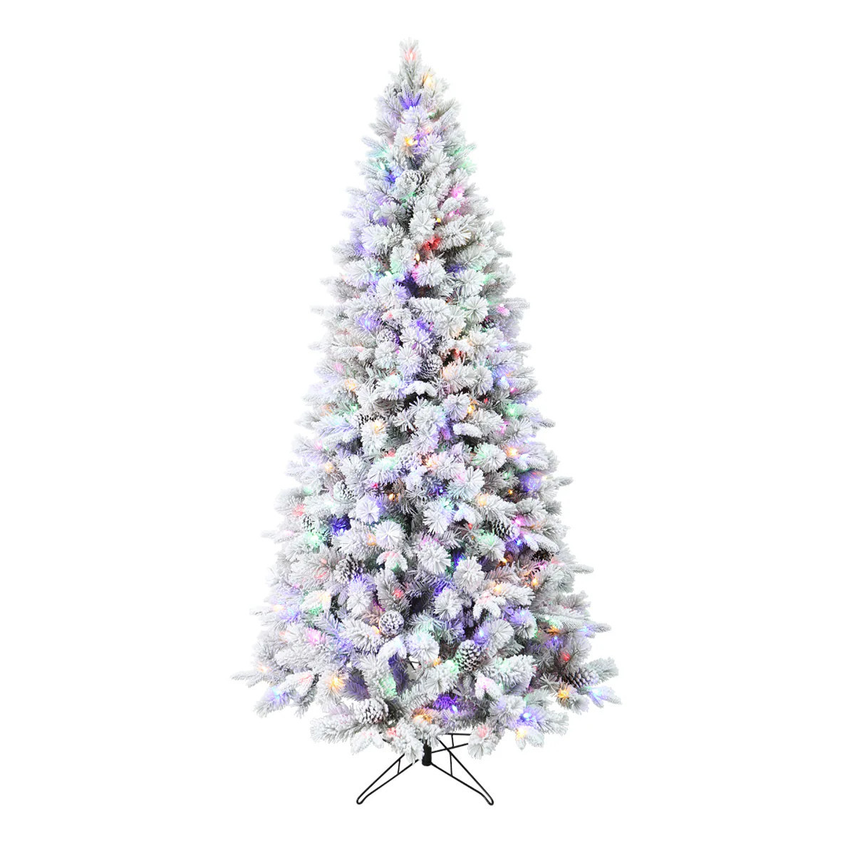 Holiday Living 7.5-ft Albany pine Pre-lit Flocked Artificial Christmas Tree with LED Lights | W14L0931 | Lowe's