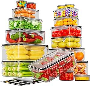 Winproper 36 PCS Food Storage Containers with Lids Airtight (18 Freezer Containers with 18 Lids) ... | Amazon (US)