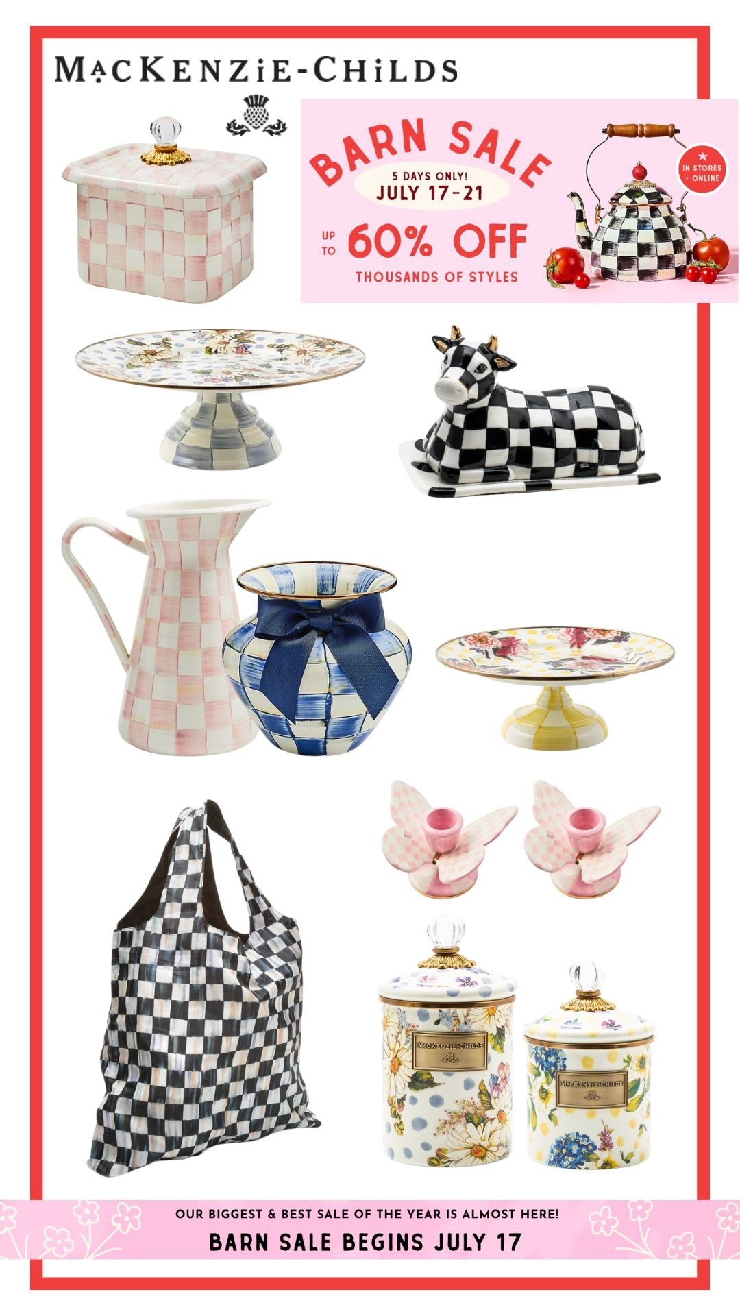 MACKENZIE CHILDS BARN SAL! Shop items up to 60% off! 