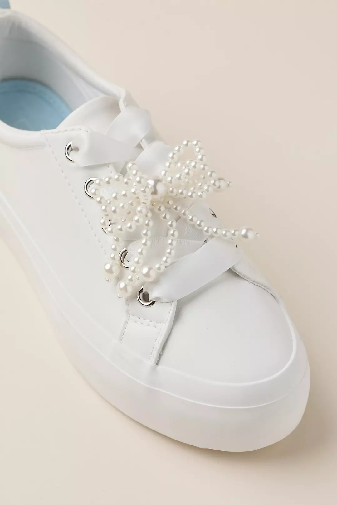 Vegan Leather Sneakers with Detachable Pearl Bow | David's Bridal