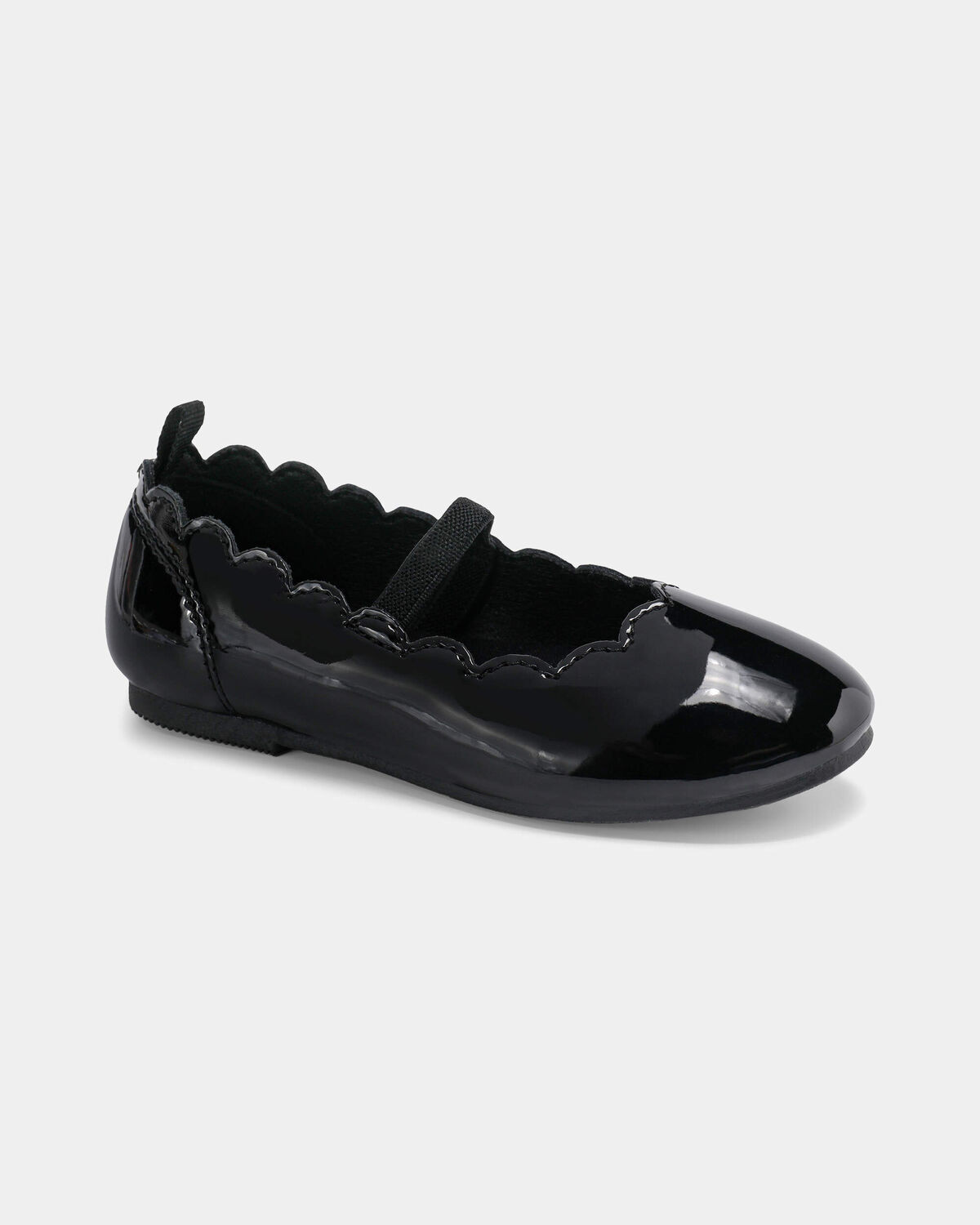 Toddler Girl Scallop Edge Shiny Dress Shoes - Black | Carter's Inc