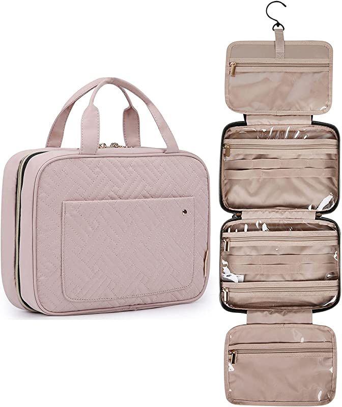 BAGSMART Toiletry Bag Travel Bag with Hanging Hook, Water-resistant Makeup Cosmetic Bag Travel Organ | Amazon (US)