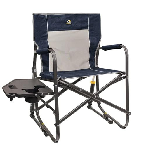 GCI OUTDOOR Freestyle Rocker with Side Table Camping Chair | Portable Folding Rocking Chair with Solid, Durable Armrests, Drink Holder & Comfortable Backrest — Heathered Indigo | Amazon (US)