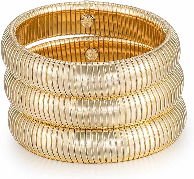 Ettika Bangle. Bracelets Set for Women, Womens Bracelet. Flex Snake Chain Stretch Gold Tone Or Rh... | Amazon (US)