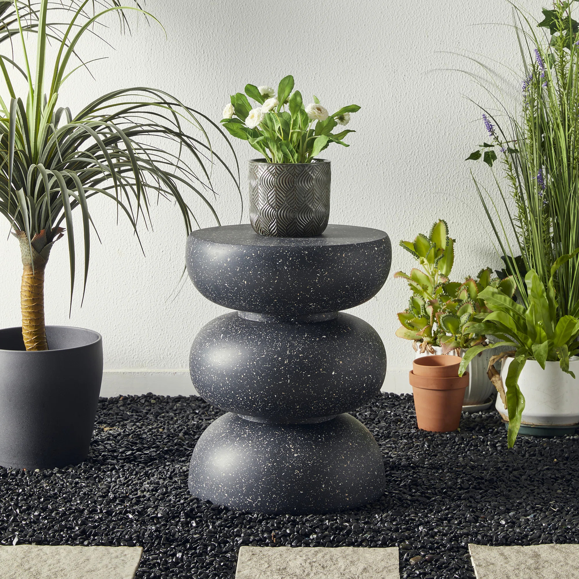 18"H MGO Faux Terrazzo Garden Stool or Planter Stand or Accent Table | Wayfair North America
