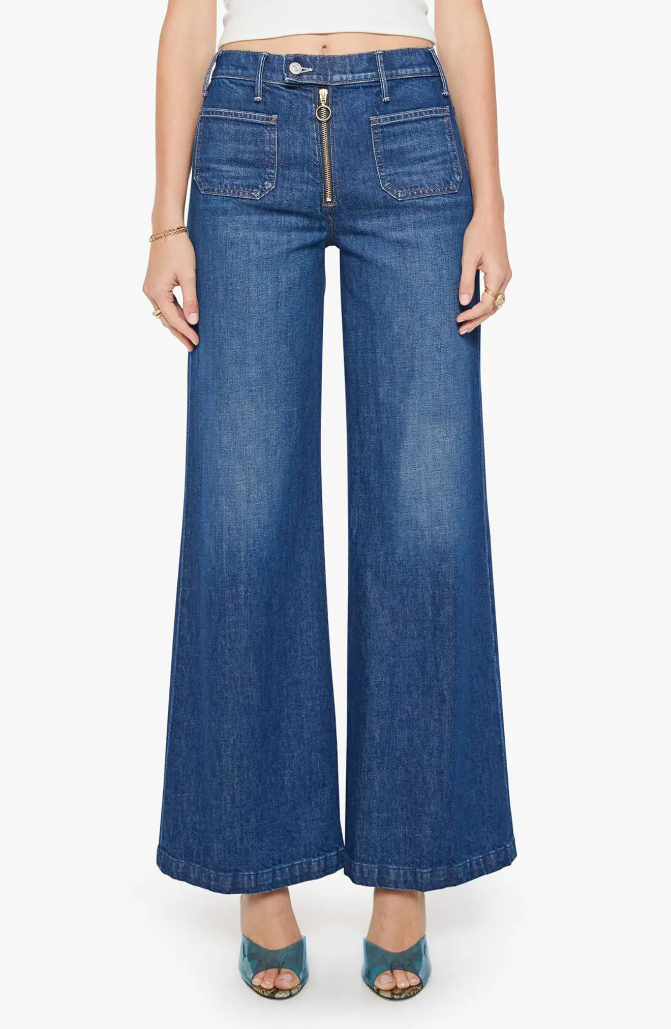 MOTHER The Hustler Roller Patch Pocket Wide Leg Jeans (Women) | Nordstrom | Nordstrom