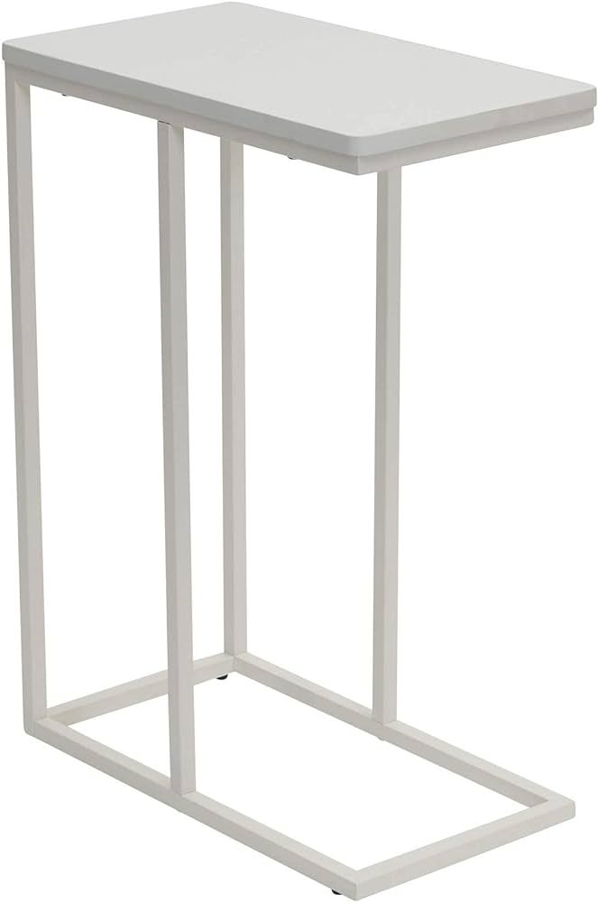 Household Essentials Industrial Narrow End Table | Metal C Shaped Frame and Rectangle Wood Top, S... | Amazon (US)
