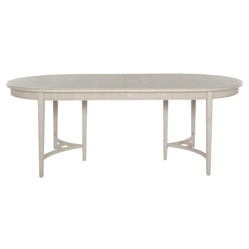 Gabby Whitlock White Wood Patterned Extendable Oval Dining Table - 86-106"W | Kathy Kuo Home