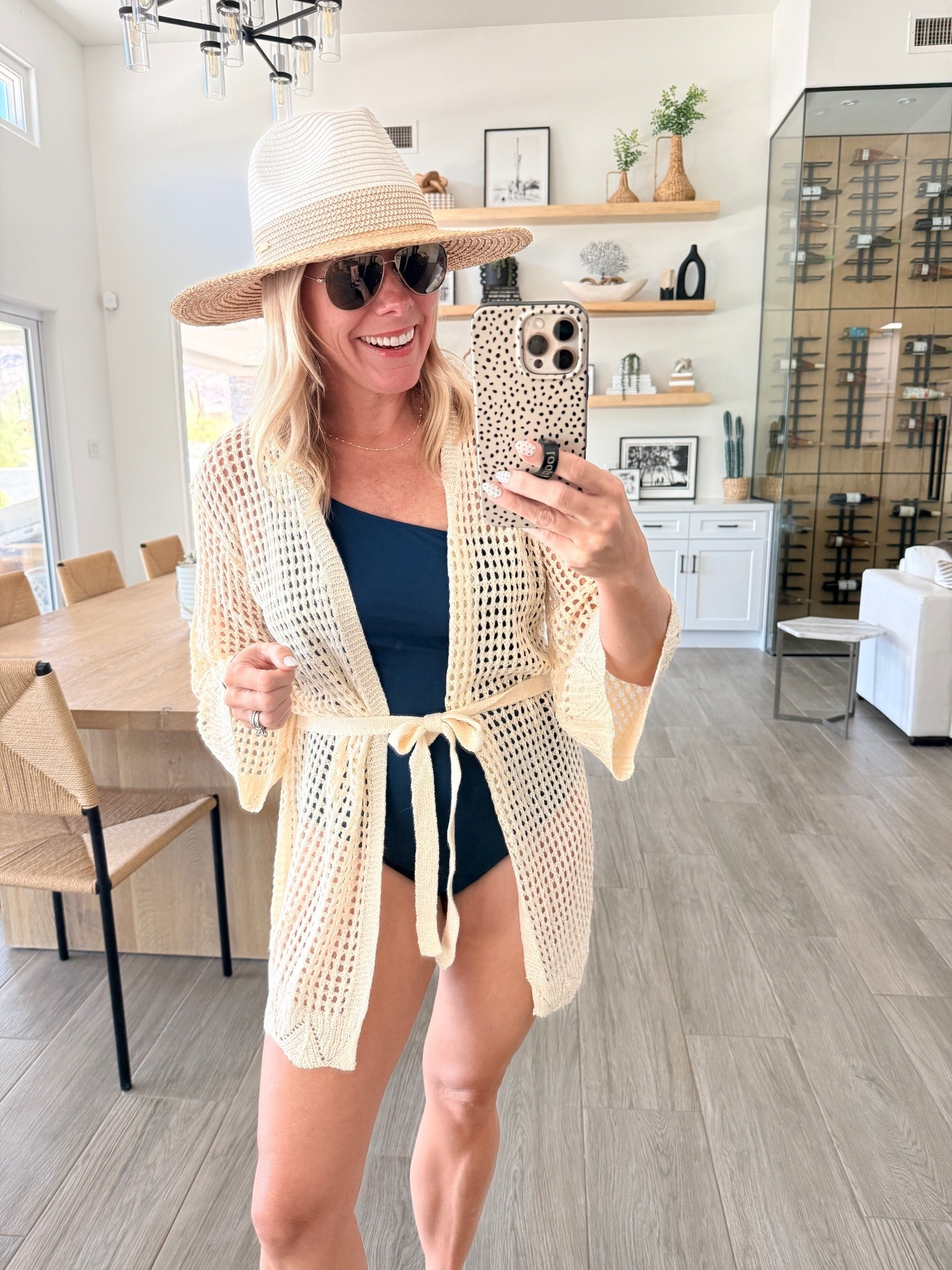 Size 6 swimsuit. Crochet coverup one size

#LTKSwim #LTKOver40 #LTKPetite