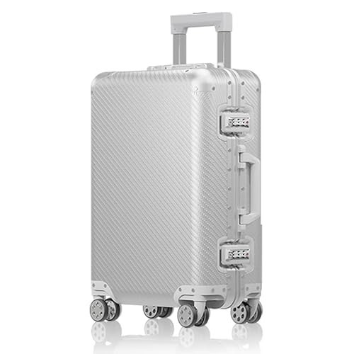 EclatVivid Full Aluminum Weaving Texture Surface Body Luggage, 20 inch All Aluminum Carry On Suitcase, Metal Hard Shell Body Suitcase with TSA Locks (Silver, 20 inch) | Amazon (UK)