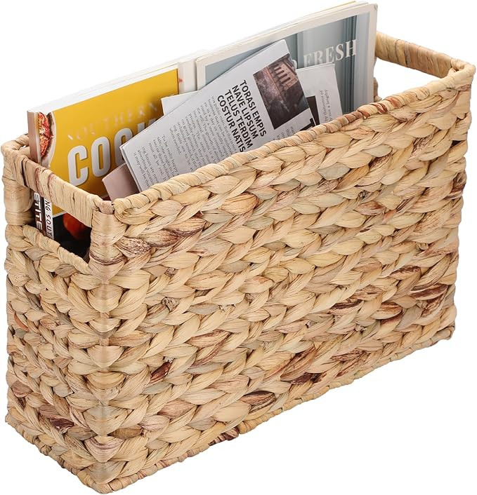 BTSKY Hand-Woven Magazine Basket, Natural Water Hyacinth Magazine Holder, Magazine Wicker Basket ... | Amazon (CA)