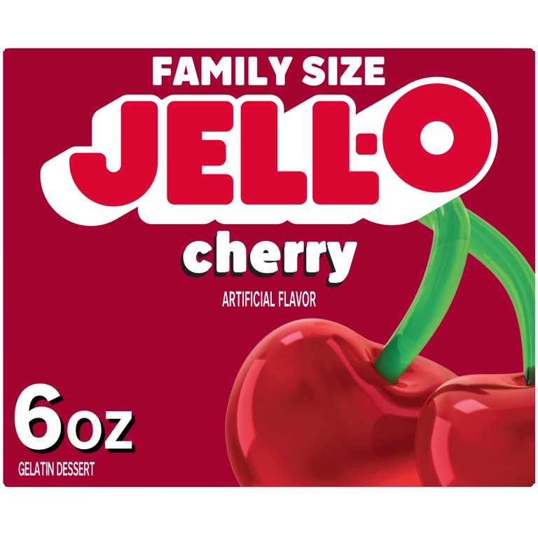 Jell-O Cherry Artificially Flavored Gelatin Dessert Mix, Family Size, 6 oz Box | Walmart (US)