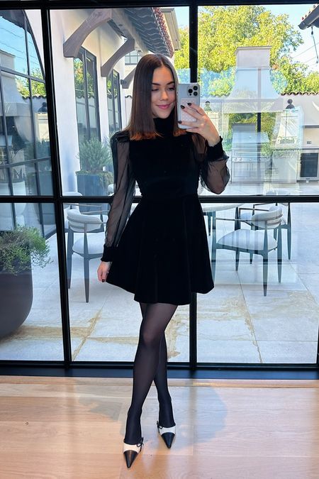 This dress would make the perfect Thanksgiving outfit! I wear a 0 & it runs TTS. Quality is AMAZING!! Size up in the tights and size down a half size in the shoes. I recommend ordering the version of these shoes that comes with a back. I am wearing the backless in this photo, but both versions are linked below.

#LTKSeasonal #LTKstyletip #LTKHoliday