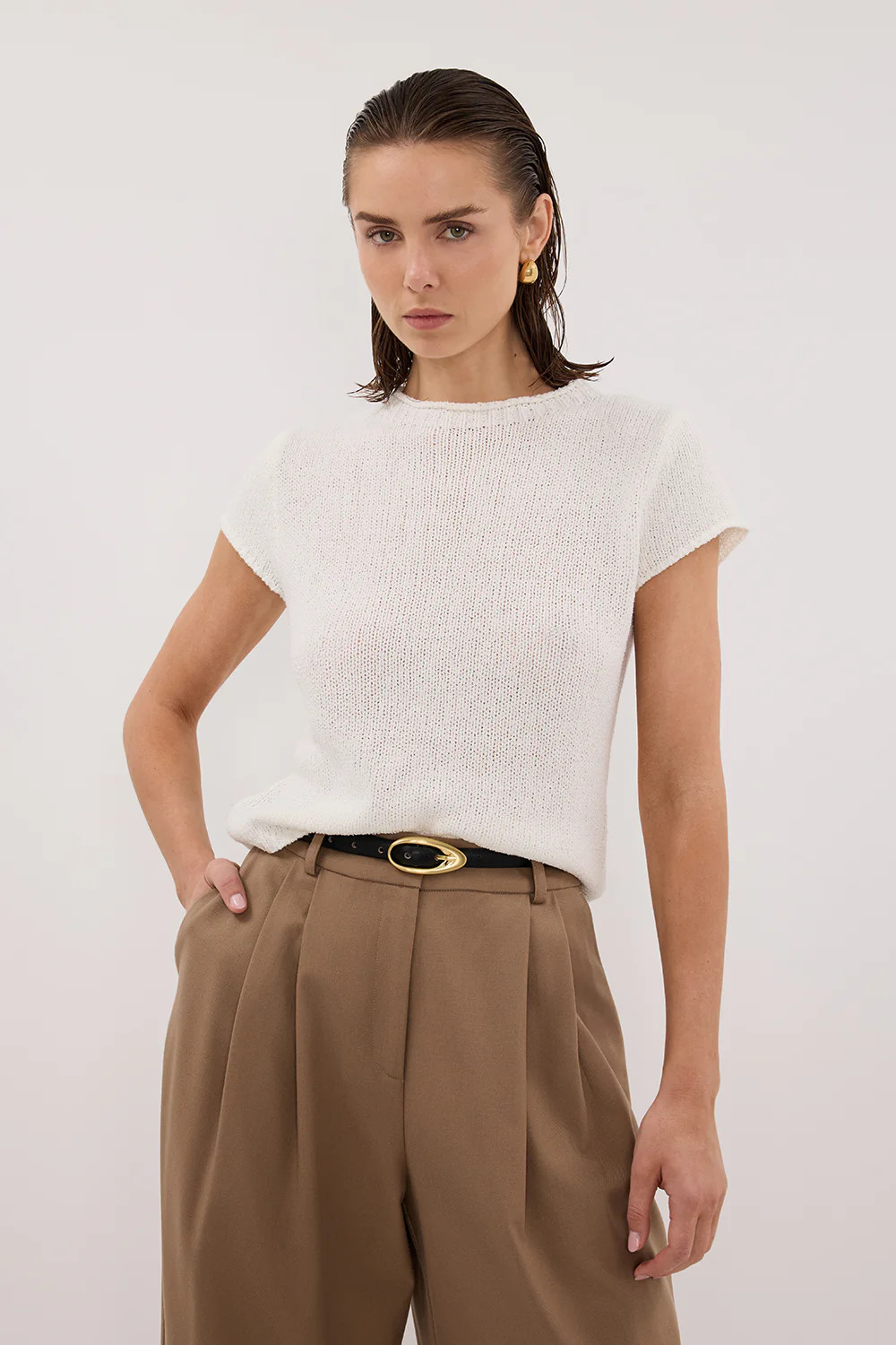 LEO OFF WHITE KNIT TOP | DISSH