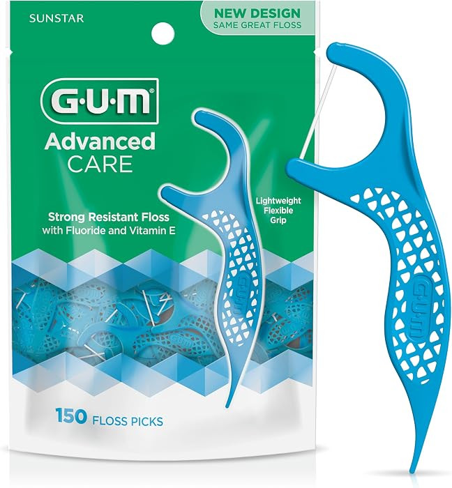 GUM Advanced Care Flosser Picks, Infused with Vitamin E & Fluroide, Fresh Mint Flavour, Blue, 150... | Amazon (CA)
