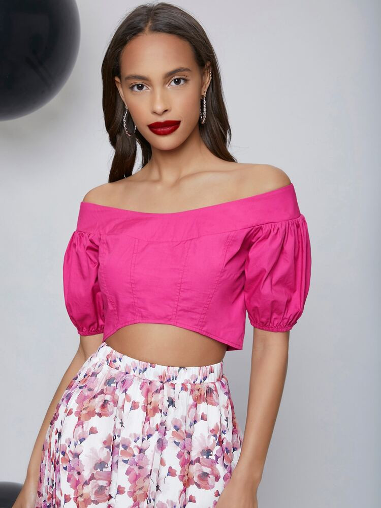 Solid Off Shoulder Top | SHEIN