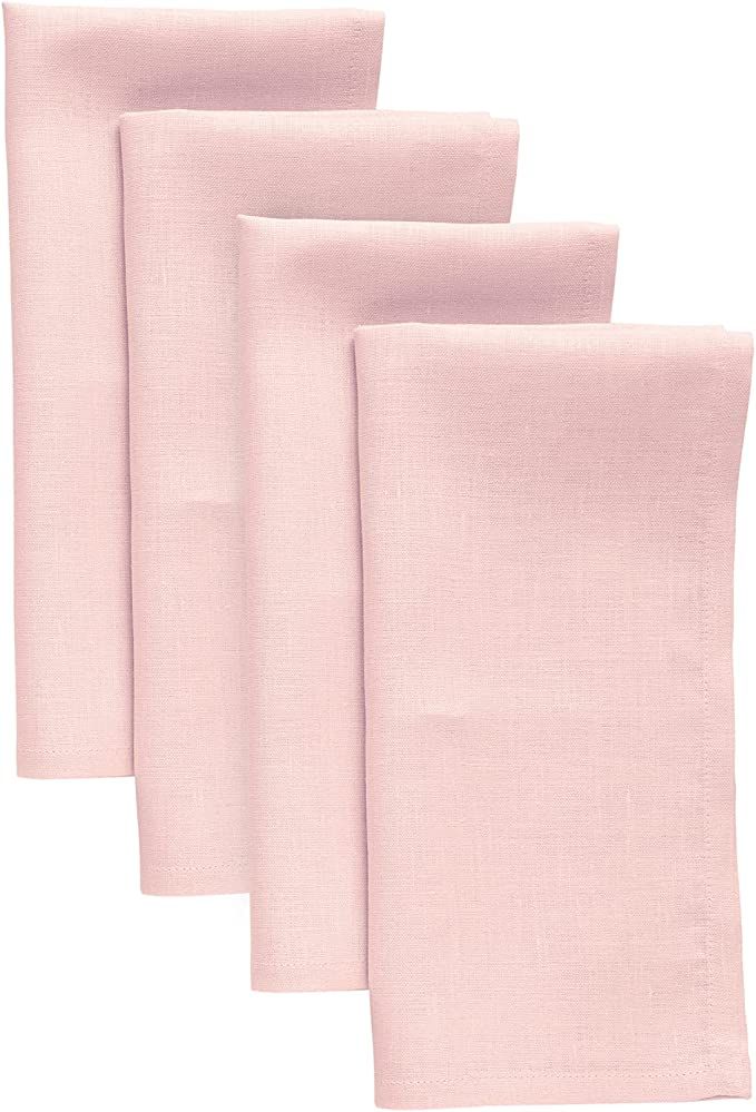 Solino Home Pink Linen Napkins 20 x 20 Inch – 100% Pure Linen Fabric Dinner Napkins for Spring... | Amazon (US)